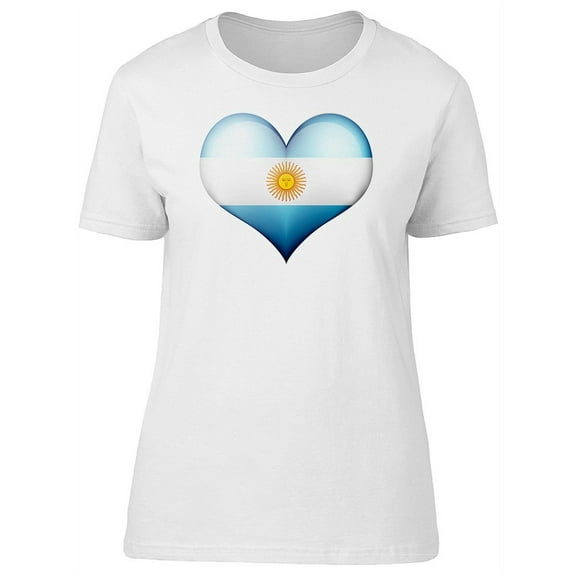 Argentina Heart Flag Doodle T-Shirt Women -Image by Shutterstock, Female x-Large