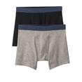 thumbnail image 2 of Fruit of the Loom Men's Cotton Stretch Boxer Brief Pack of 2, Black/Gray, Large, 2 of 5
