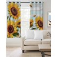 thumbnail image 2 of Sunflower Bee Blackout Curtains for Bedroom Living Room Darkening Curtains 54 Inch Long Blue Striped Spring Farm Botanical Art Short Curtain for Small Window Treatment Grommet Drapes 52"x54"x2, 2 of 9