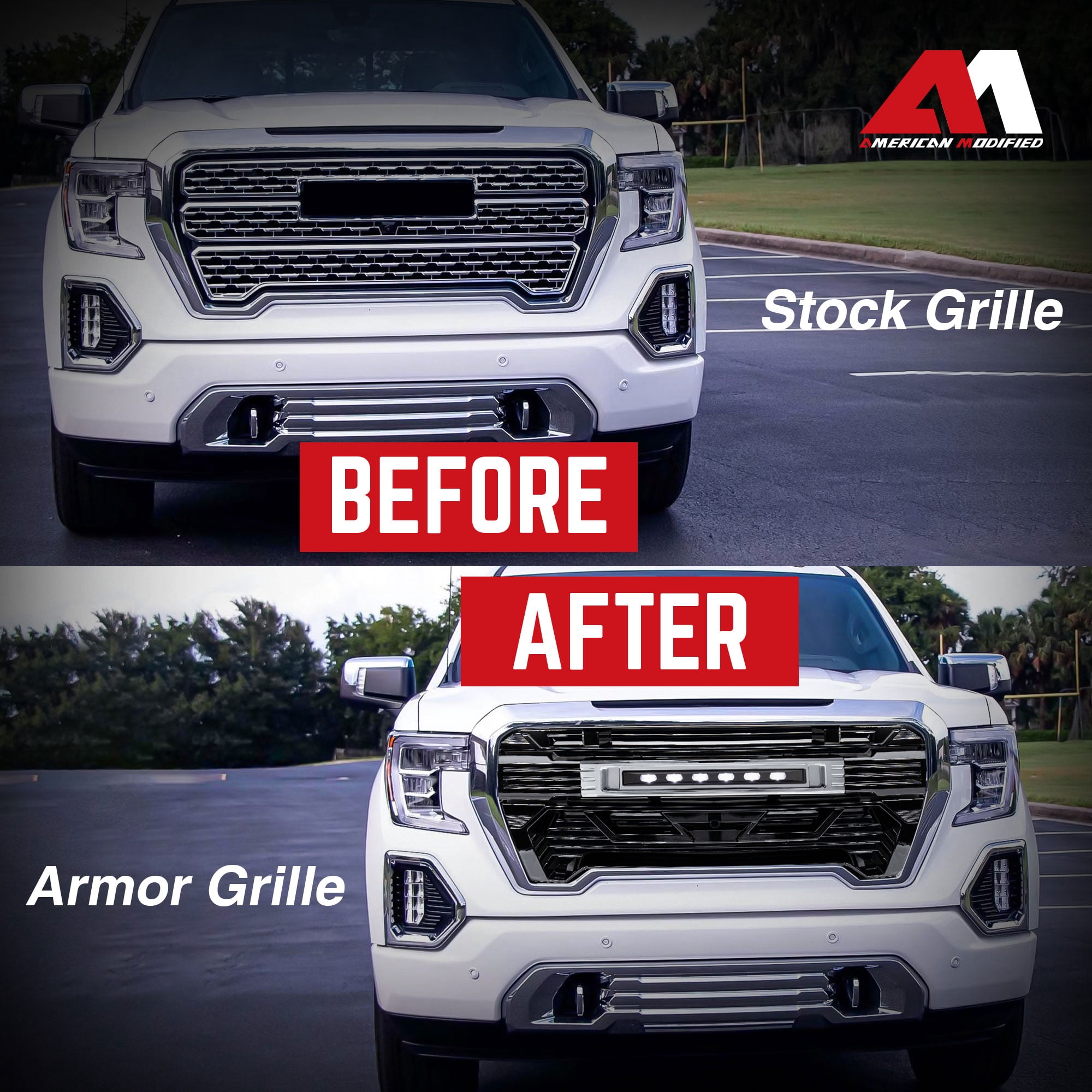 AMERICAN MODIFIED Grille w/Lights for 19-21 GMC Sierra 1500 Base, & SLE