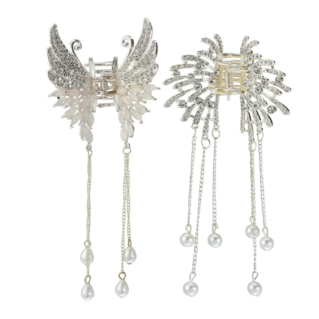 Accesorios de cabello elegantes y lindos para mujeres: Clip de cabello clásico en forma de mariposa y araña de 2 piezas con borlas