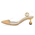 thumbnail image 2 of XYD Women Clear Pointed Toe Slip On Slingbacks Pumps Metal Flared Low Heel Sandals Wedding Party Shoes Size 7 Gold, 2 of 4