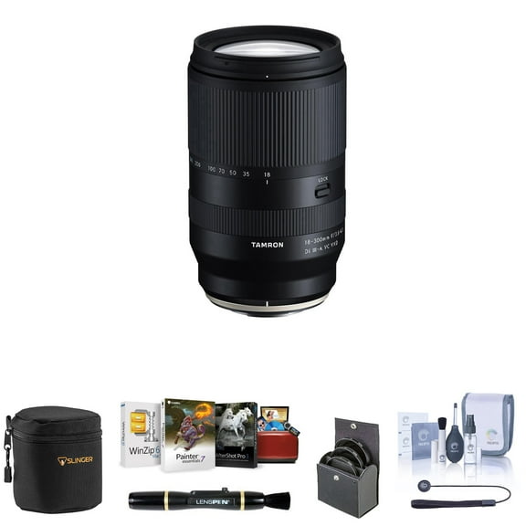 Tamron 17-70mm f/2.8 Di III-A VC RXD Lens for Fujifilm X Bundle with 67mm Filter Kit, Lens Case, Lens Cleaner, Corel Mac Software Kit, Cleaning Kit, Universal Lens Cap Tether