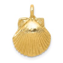 14k Yellow Gold Seashell Pendant - 1.6 Grams - Measures 18.6x12.8mm