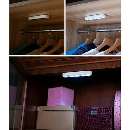 

Creative Mini LED Cabinet lights Button Adhesive Light Bar Energy Saving Night Light for Bedside Cabinet - Without Batteries (5 LEDs)