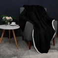 thumbnail image 2 of PiccoCasa Faux Fur Blanket Soft Warm Reversible Shaggy  Black Queen/230 x 230cm/90" x 90", 2 of 8