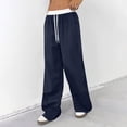 thumbnail image 4 of longantii Wide Leg Sweatpants Women Baggy Joggers Comfy High Rise Soft Drawstring Pants Athletic Joggers Baggy Sweatpant with Pockets Dark Blue M, 4 of 6