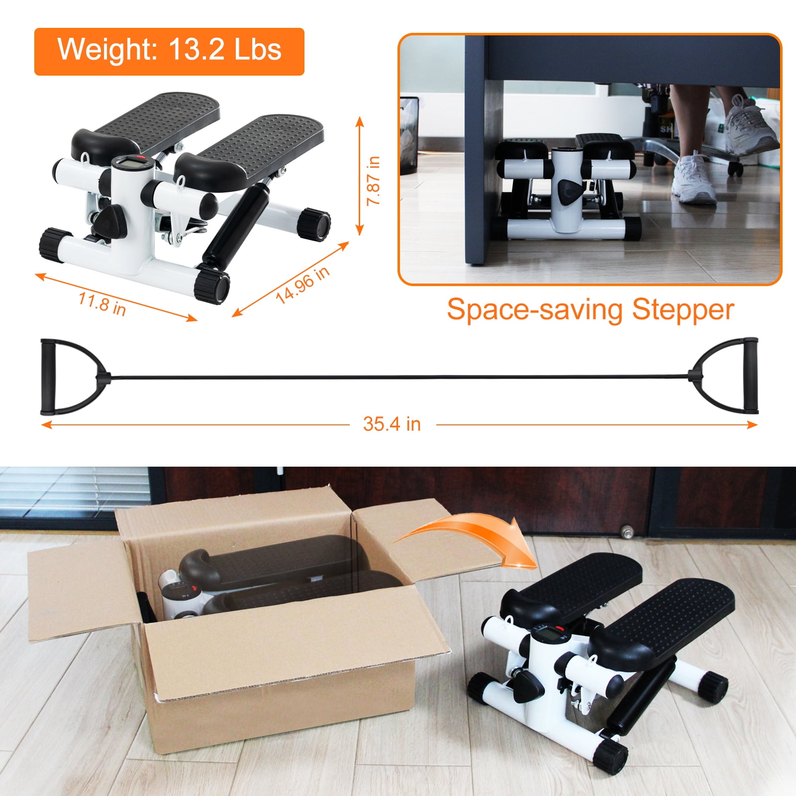 Stepper Mini Pédalier Portable - Exercice Jambes, Fesses Et Cuisses - Pour Sous Le Bureau, Fitness à La Maison - Gris - 6