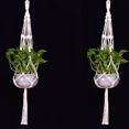 thumbnail image 1 of 2PCS Macrame Plant Hanger Indoor Outdoor Hand Knit Hanging Planter Basket Net Cotton Rope with Beads, 1 of 5
