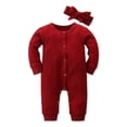 thumbnail image 4 of 2PCS Newborn Baby Girl Boy Clothes Knitted Romper Jumpsuit Solid Outfits Set, 4 of 5