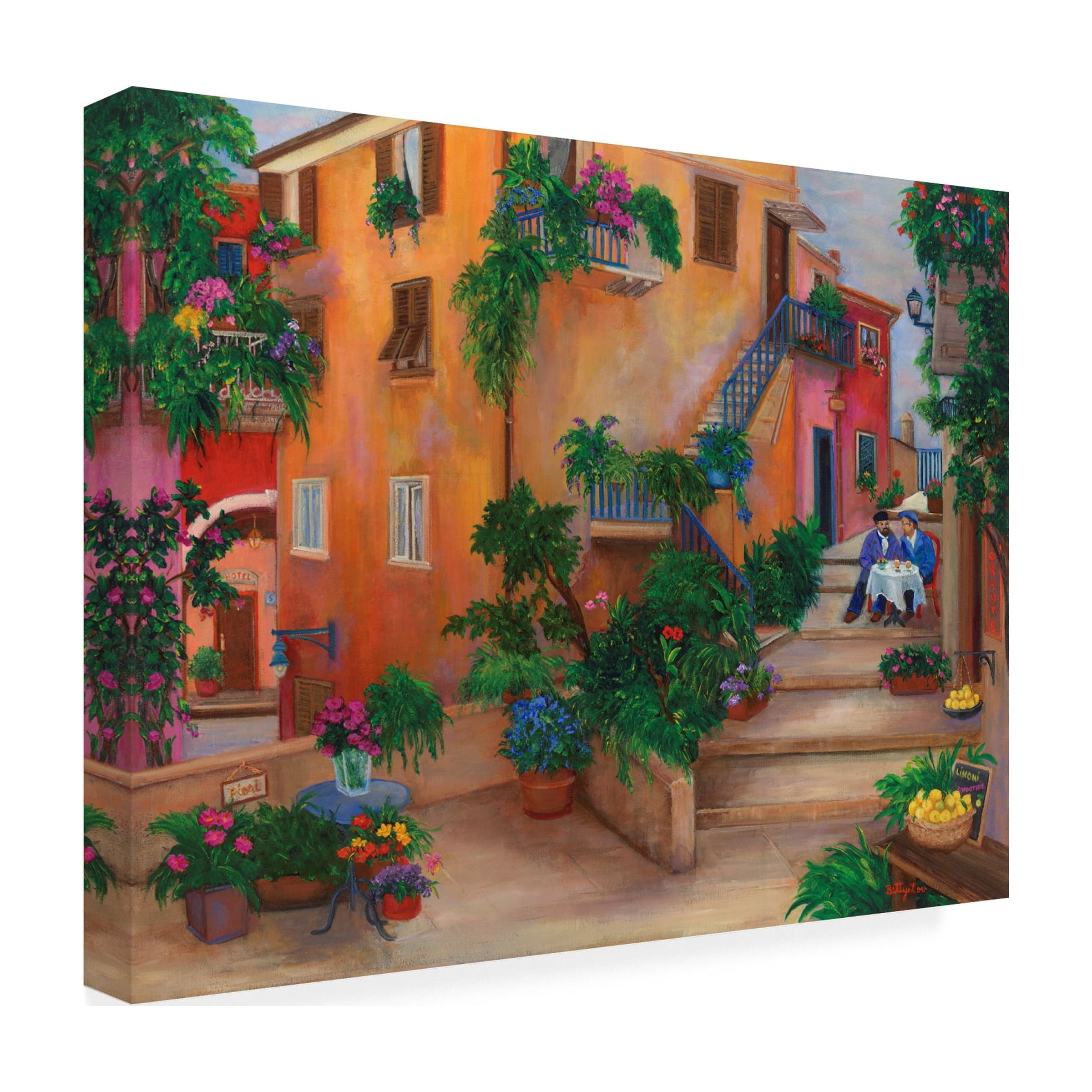 Canvas Wall Art - Betty Lou 'Italian Coastal Village' Wall Art for Living Room, Bedroom, or Office DÃ©cor by Trademark Fine Art - 32 x 24 Inches