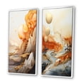 thumbnail image 3 of Designart "Abstract Mountain Landscape Illuminated by Full Moon I" Abstract Landscape Framed Wall Art Set Of 2 - Modern Gold Framed Canvas Set For Living Room Decor, 3 of 6
