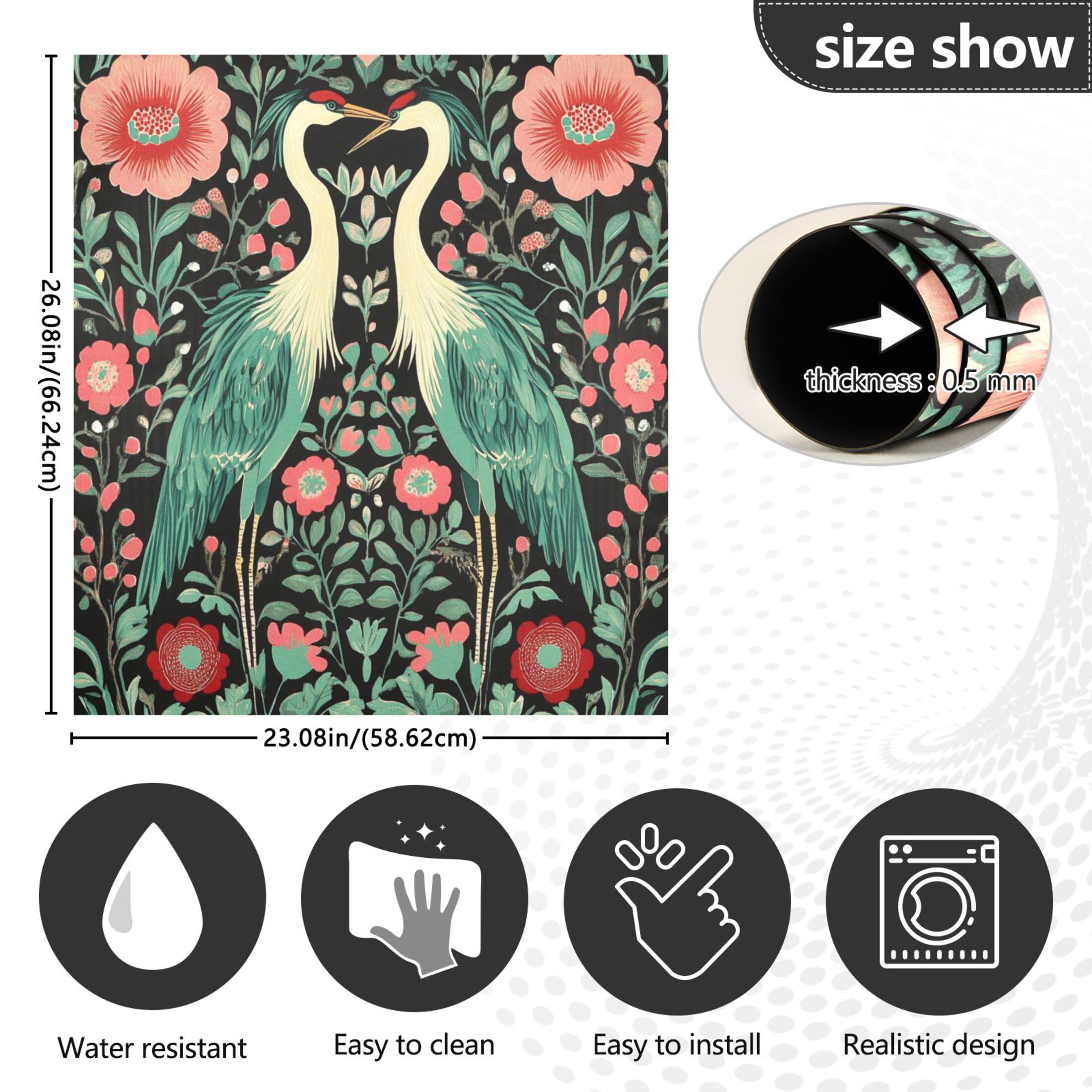 Dishwasher Magnetic Sticker 23x26 Inch Refrigerator Magnetic Sticker Washing Machine Magnetic Sticker Kitchen Panel Magnetic Sticker Home Decor Two Beautiful Cranes