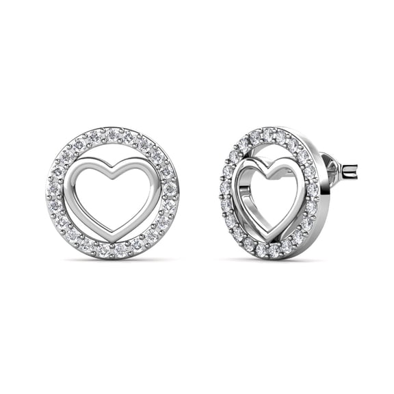 Cate & Chloe Khaleesi 18k White Gold Plated Silver Heart Earrings with Swarovski Crystals for Women