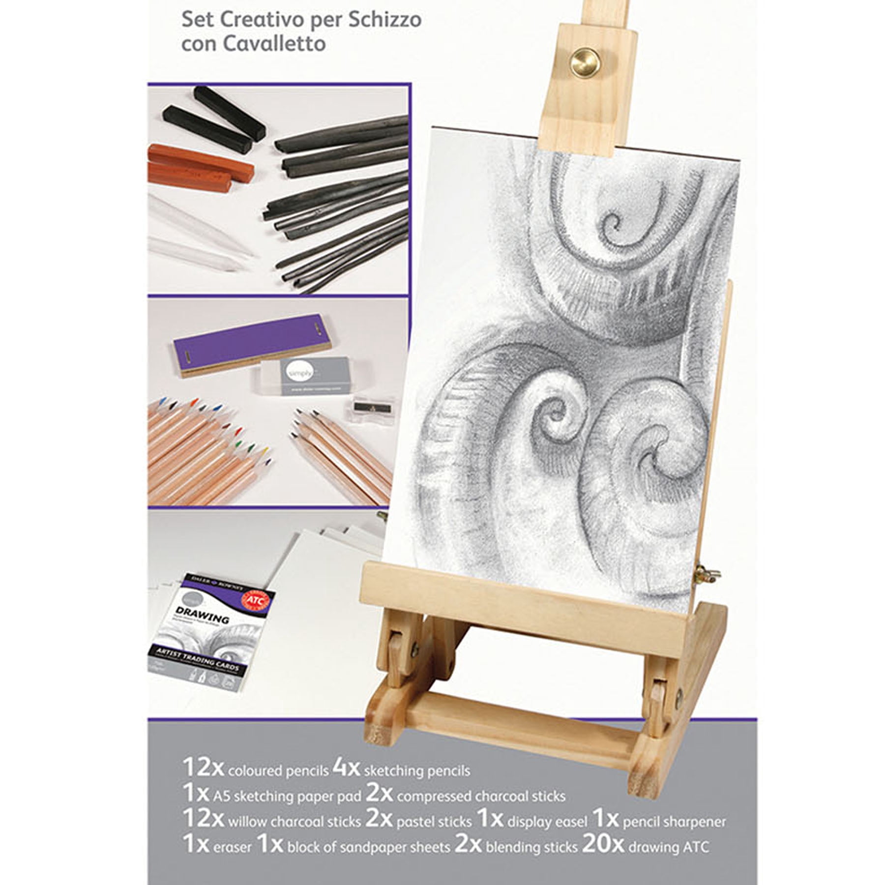 Daler-Rowney Simply Sketching Mini Table Easel Set, 1 Each