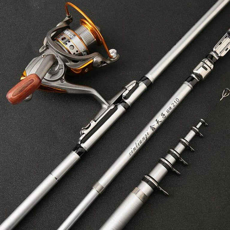 Fishing Telescopic Folding Fishing Pole 13+1Bb Smooth Fishing Reel Backpacking Travel Fishing Rods - 2.4m