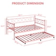 thumbnail image 3 of Twin Metal Daybed with Trundle - Space-Saving Sofa Bed, Pink Color for Living Room or Bedroom, 3 of 9