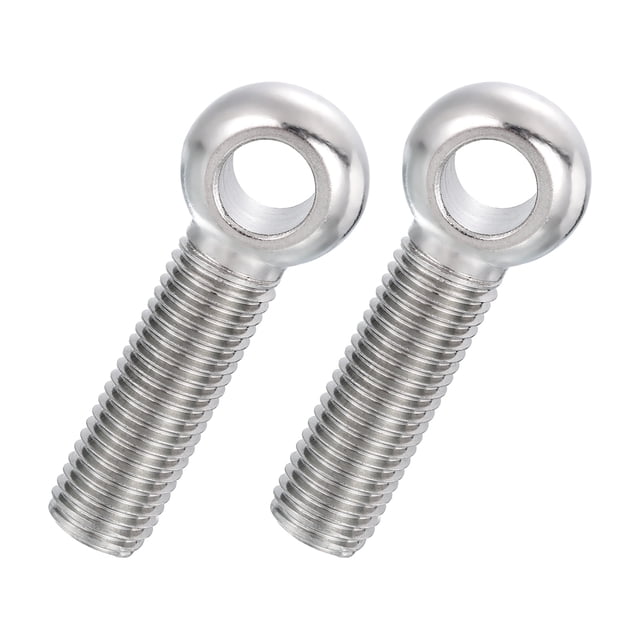 Uxcell 2 Pcs M20x80mm Shoulder Swing Lifting Eye Bolt, 304 Stainless Steel Metric Full Thread Fisheye Eye Slip Hole Screw Rigging Bolt Metal Fasteners Screws, Silver Tone