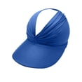 thumbnail image 2 of Sun Hats for Women Wide Brim Ponytail Outdoors UV Protection Cap Pleated Open Roof Beach Visor Sunhats, Blue, 2 of 6