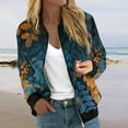 thumbnail image 2 of Women's Lightweight Floral Print Bomber Jacket Casual Zip-Up Long Sleeve Jacket with Pockets for Spring and Fall, 2 of 5