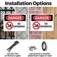 thumbnail image 3 of No Swimming OSHA Danger Aluminum Sign 18 Inch x 12 Inch - 5 Pack, 3 of 8