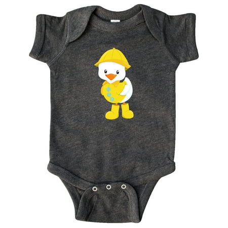 

Inktastic Cute Duck In Yellow Raincoat And Boots Baby Duck Gift Baby Boy or Baby Girl Bodysuit