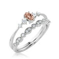 thumbnail image 3 of Classic 1.15 Carat Oval Cut Morganite And Diamond Moissanite Engagement Ring, Wedding Ring in 925 Sterling Silver With 18k White Gold Plating, Gift, Promise Ring, Bridal Rings Set, 3 of 3