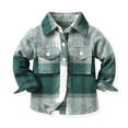thumbnail image 2 of KPOPLK Toddler Big Boys Plaid Button Jackets Kids Flannel Checked Tartan Tops Fall Winter Outcoats(1-2 Years,Green), 2 of 2
