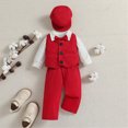 thumbnail image 2 of Toddler Baby Boy Clothes Fall Winter Outfit, Kids Toddler Baby Boys Spring Autumn Print Long Sleeve Pants Romper Bodysuit Vest Hat Outfits 4PC Suit Clothes Kaprioy Baby Boy Clothes, 2 of 9