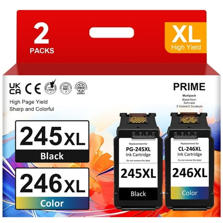 245XL 246XL Ink Cartridges Compatible for Canon PG 245 and CL 246 Black and Tri-color Ink for PIXMA MG2522 TS3122 MX492 MX490 TR4500 TR4520 TS3322 Printer (2-Pack)