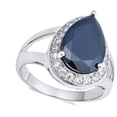 thumbnail image 4 of CHOOSE YOUR COLOR Black CZ Large Teardrop Halo Wedding Ring .925 Sterling Silver Band Female Size 7, 4 of 4
