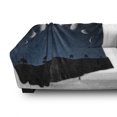 thumbnail image 3 of Moon Soft Flannel Fleece Blanket, Lunar Phases and Stars Little Houses Hills Silhouette Night Sky Illustration Print, Cozy Plush for Indoor and Outdoor Use, 50" x 60", Grey and Black, by Ambesonne, 3 of 6