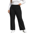 thumbnail image 2 of Mifsaly Plus Size Women's Straight Leg Sweatpants Ribbed Knit Elastic Waist Lounge Pants Fall Winter Trendy Daily Going Out Athletic Casual Clothing, 2 of 6