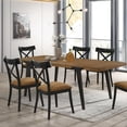 thumbnail image 7 of Set of 2 Modern Beige Fabric & Black Wood Side Chairs - 37" H, Comfortable Padded Dining Room Seating, Sleek Upholstered Accent Chairs, 7 of 7