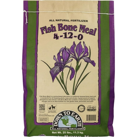 Down to Earth Organic Fish Bone Meal Fertilizer Mix 4-12-0, 25 lb