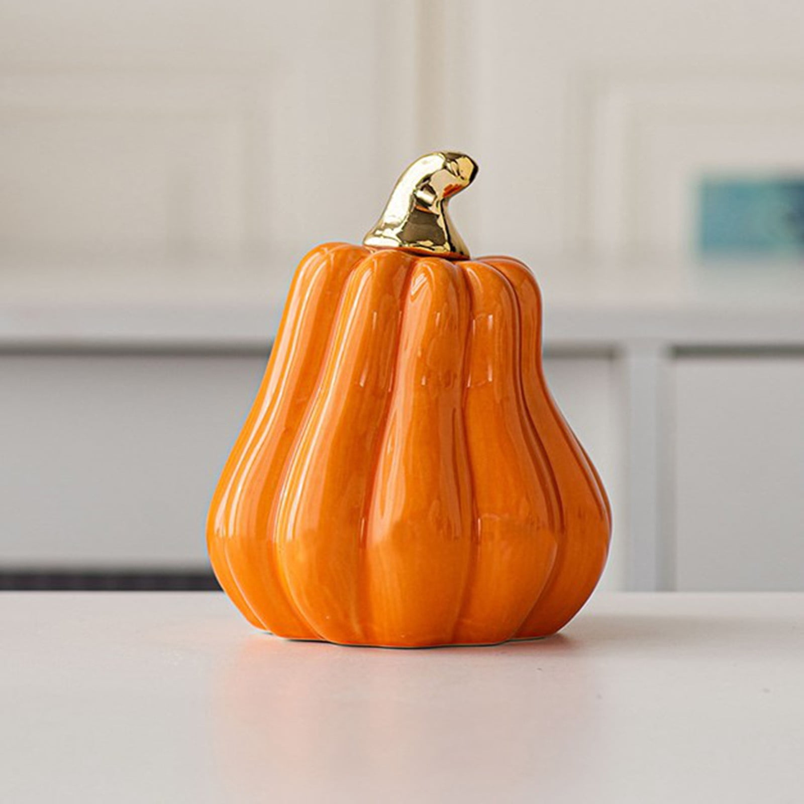 Citrouille Blanche En Céramique - Décoration D'Halloween Et D'automne, Artisanat Nordique, 12x10x10 Cm, Idéal Pour Table, Salon Ou Photos Créatives - 9