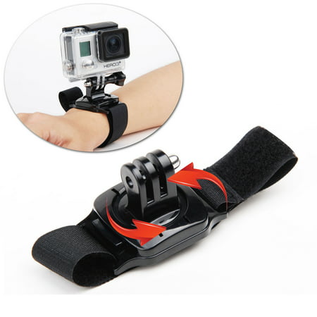 TSV 360 Degree Rotating Glove Style Wrist Strap Band Mount Hand Palm Belt Lanyard Holder with Screw for GoPro HERO5/4 Session 5/4/3+ /3 /2 /1, Xiaomi Yi Action Sport Outdoor