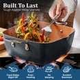 thumbnail image 5 of Gotham Steel Square 10 Pc Pots and Pans Set Non Stick, Ceramic Cookware Set w/ Ultra Nonstick Ceramic Coating, Square Pot and Pan Set Includes Shallow Skillet, Stock Pot, Oven/Dishwasher Safe, Copper, 5 of 10