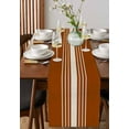 thumbnail image 2 of Burnt Orange Beige Striped Table Runners 90 Inches Long, Cotton Linen Fabric Table Runner Dresser Scarf, Farmhouse Retro Lines Modern Tablerunner for Party/Kitchen/Dinner/Wedding Decor 13''x90'', 2 of 7