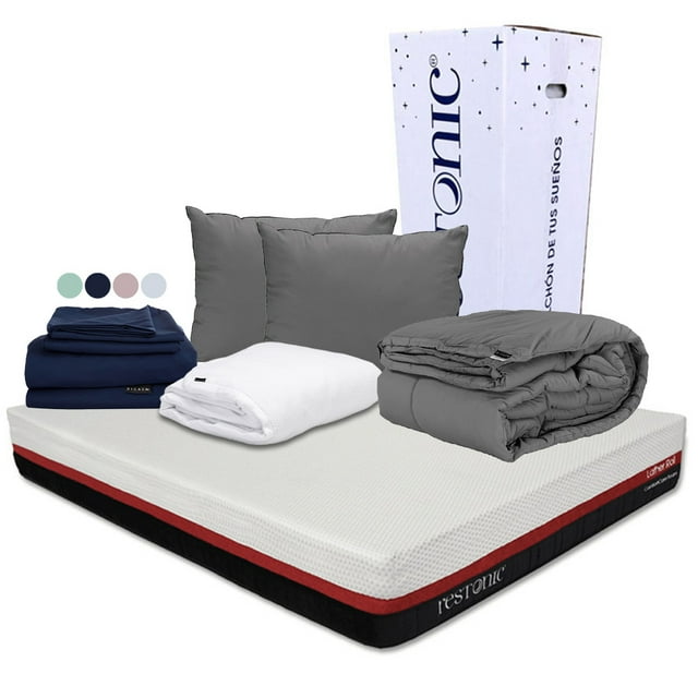 Colchón Queen Size Roll Restonic Almohada 2Pack DICASA Protector Cloud Sábanas Softy Edredón Homy