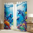 thumbnail image 2 of Erosebridal Sealife Dolphin Curtains for Living Room,Marine Animal 30%-50% Blackout Curtains Set of 2 (38x45),Sea Decor, 2 of 6