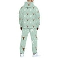 thumbnail image 6 of Men's Casual Christmas Printed Long-sleeved Hooded Sweatshirt and Sweatpants Two-piece Set, Fleece-Lined for Holiday Gifts Winter Sports and Festive Events,Mint Green,M, 6 of 6