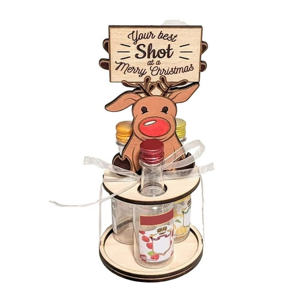 MOQIN Wooden Christmas Mini Wine Rack, Santa Claus Penguin Decoration Wine Rack, Cartoon Animal Drink Storage Rack, Exquisite BARWARE, Suitable for BANQUETS, Homes, Festivals