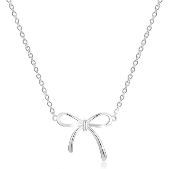 Women's Silver Bow Pendant Necklace Simple Fashion Collarbone Chain Women's Bow Jewelry