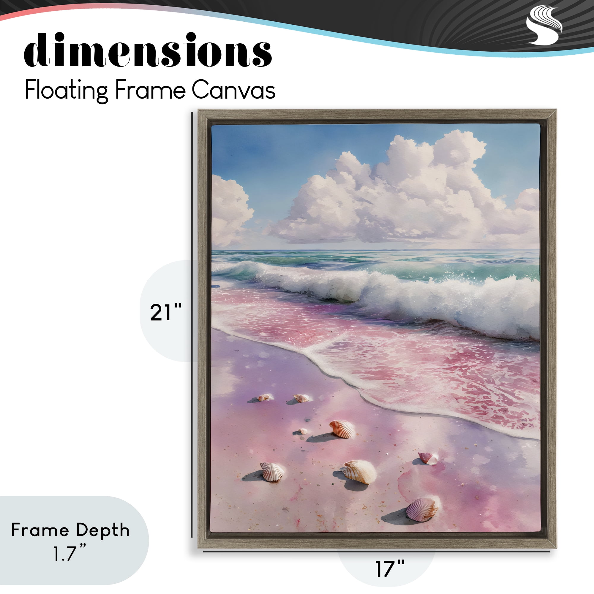 Stupell Industries Pink Sands with Scattered Shells Brown Framed Floater Canvas Wall Art, design by Franklyn Gregory
