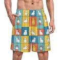 thumbnail image 1 of NICKSUN Shorts de Pyjama Amusants pour Hommes, Bas de Pyjama Courts Doux avec Poches, Color Block Chat Cartoon, m, 1 of 6