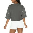 thumbnail image 2 of Women's Gameday Couture  Gray Houston Dynamo FC Making Moves Rhinestone Cropped Oversized Half Sleeve-T-Shirt, 2 of 3