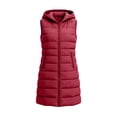 thumbnail image 4 of Caywon Women's Outerwear Vests, Hooded Quilted Longline Sleeveless Padded Zip Front with Pockets, Warm Lightweight Winter Casual Daily Wear for Women, 4 of 8
