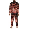 thumbnail image 2 of Halloween Costumes Mens Pajamas Set, Halloween Happy Ghost Pink Halloween Pajamas Button Down Long Sleeve Loungewear Halloween Sleepwear Pjs sets for Men, 2 of 7