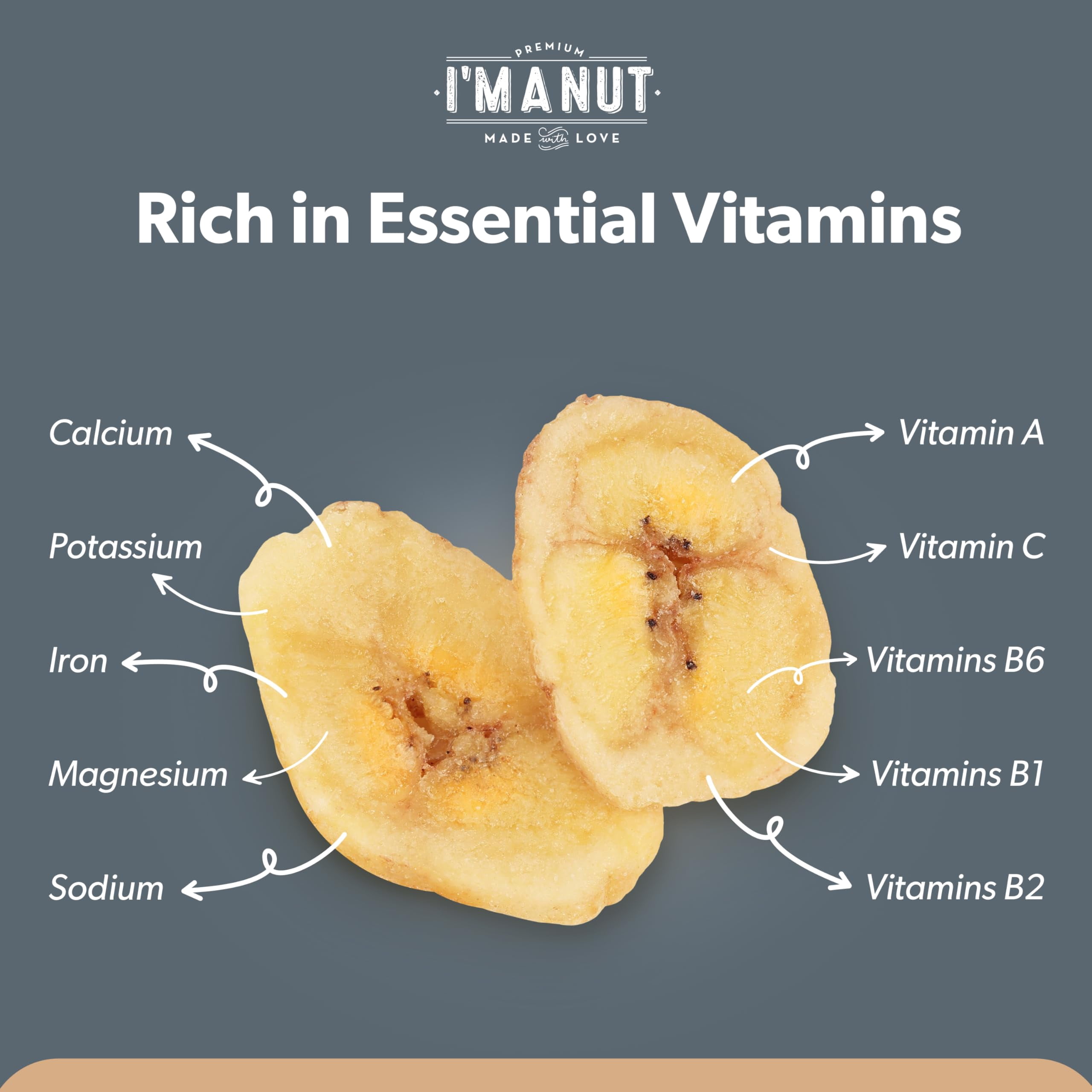 Premium Dried Banana Chips 64oz, Non-GMO, Batch Tested, Gluten & Peanut Free Ethically Sourced Dried Fruit, Kosher